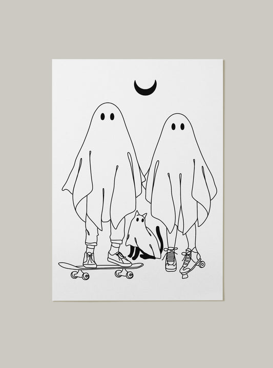 Ghost Couple Skate Park Art Print