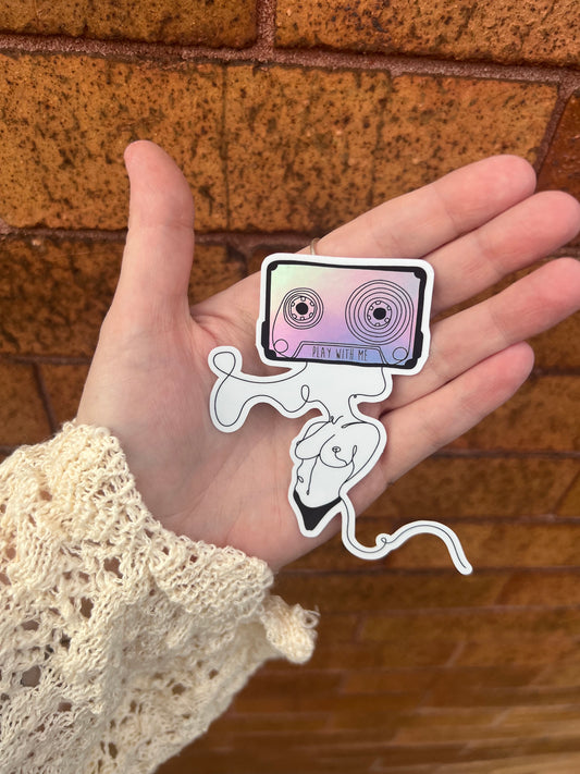 Play With Me Cassette Type Holographic Sticker